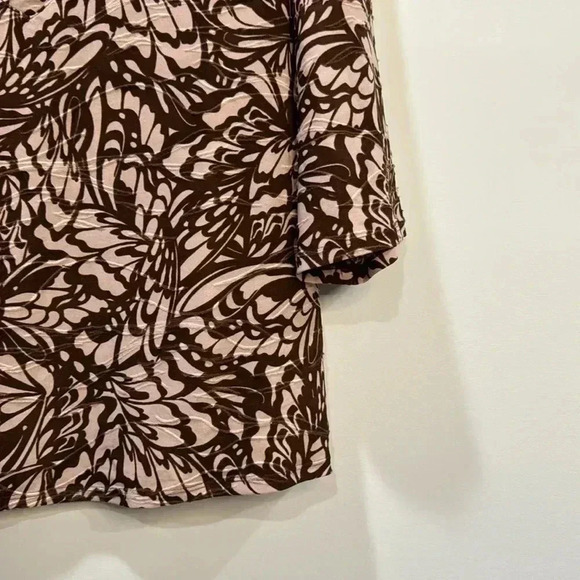 Emily Daniels Women's Long Sleeve Brown and Tan Pattern Pull Over Shirt Size S - Picture 4 of 11